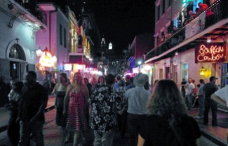 Just another busy night along Bourbon Street.