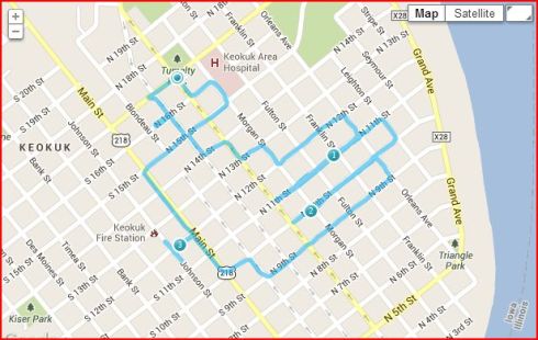 I added a little variety to my Thanksgiving run in Keokuk, Iowa, by creating a GPS drawing of a turkey. I used the Endomondo running app to track the run.